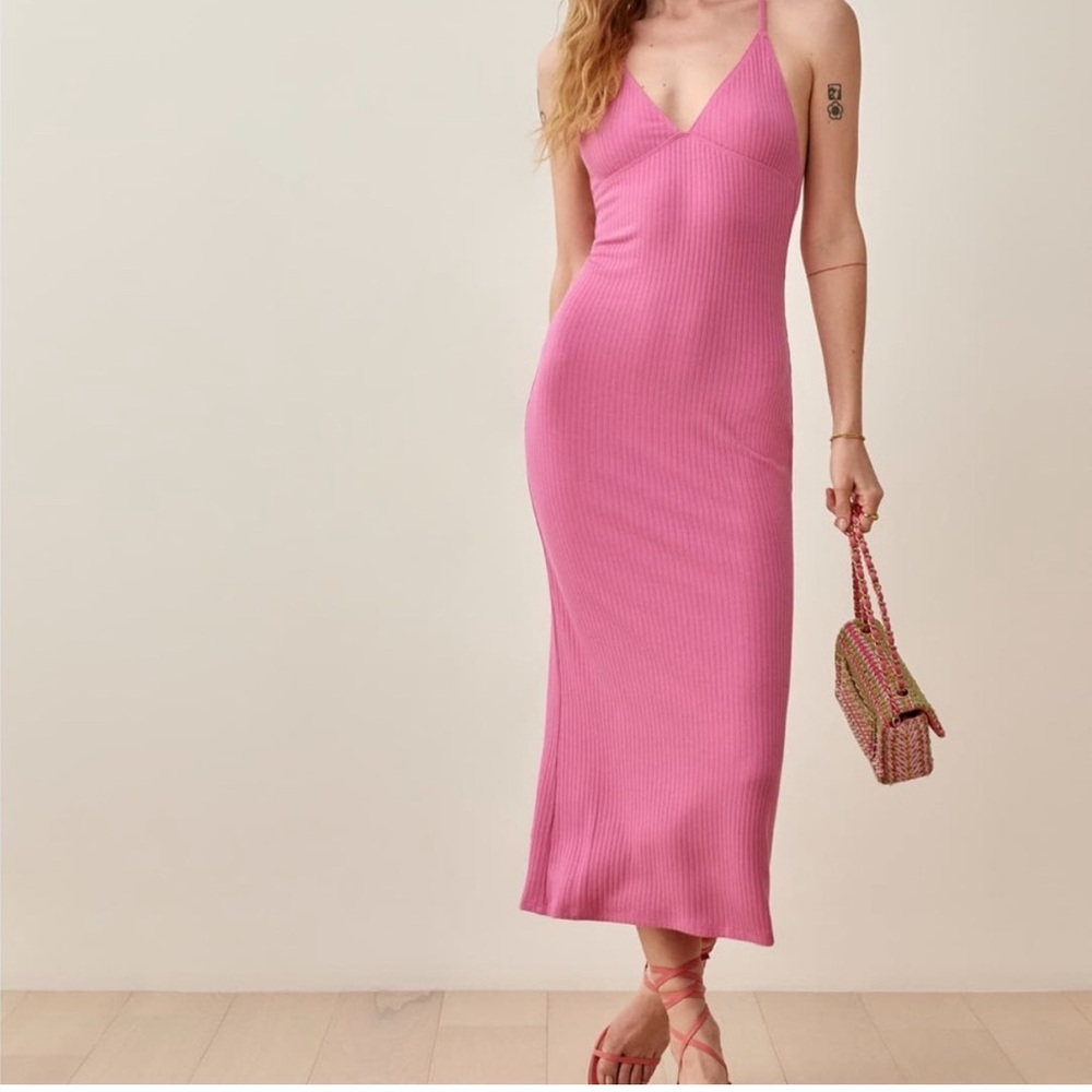 Reformation Brant Dress in Candy Pink - Picture 3 of 8